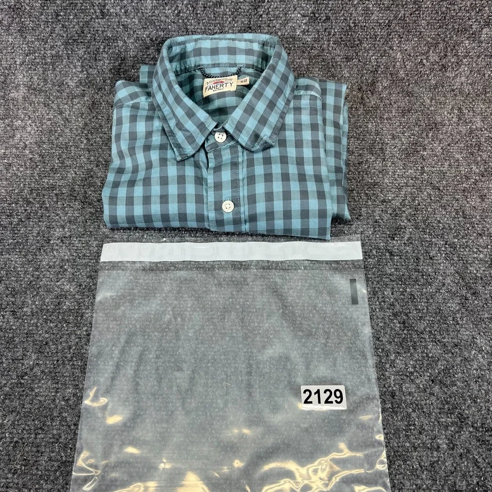 Faherty Brand Men's Supima Stretch LS Blue Teal Check Gingham Button Up Shirt M - Picture 15 of 15